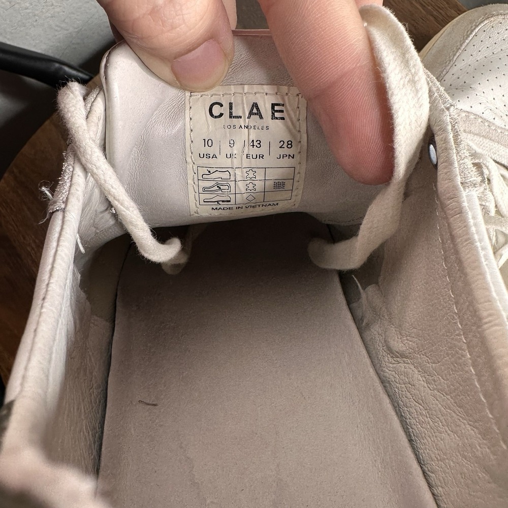 HTF CLAE Malone Men 10 Cream Leather & Smoke Comfrey Court Sneakers Classic - Picture 9 of 10